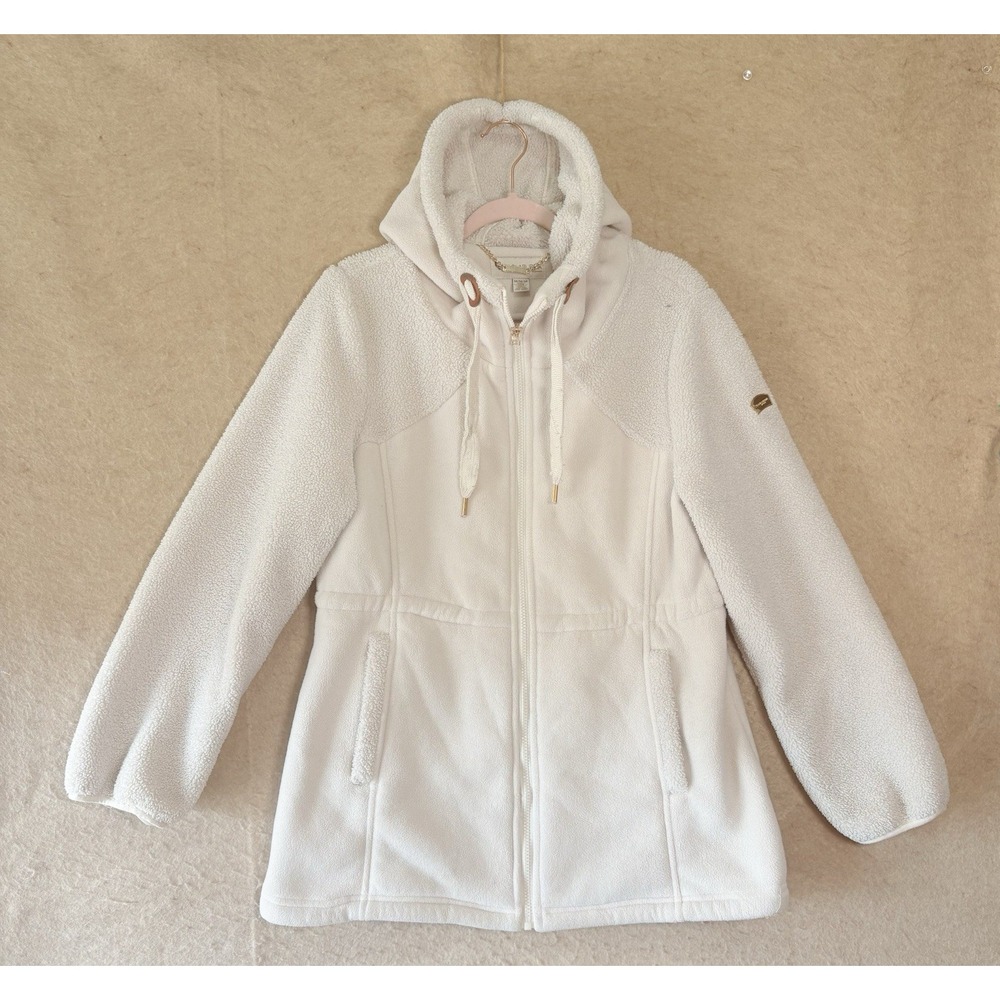 Koolaburra By Ugg Sherpa Fleece‎ Hooded Jacket Womens Sz M Cream Pockets